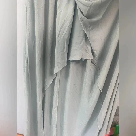 Show Me Your Mumu Kendall Chiffon Maxi Dress V-neck Size Large Silver Sage Blue - Picture 4 of 10